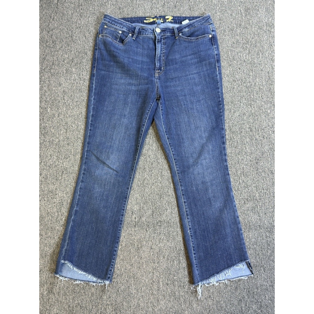 Seven 7‎ Fashion Jean Cropped Haw Split Hem Women's Size 12 Denim High Rise